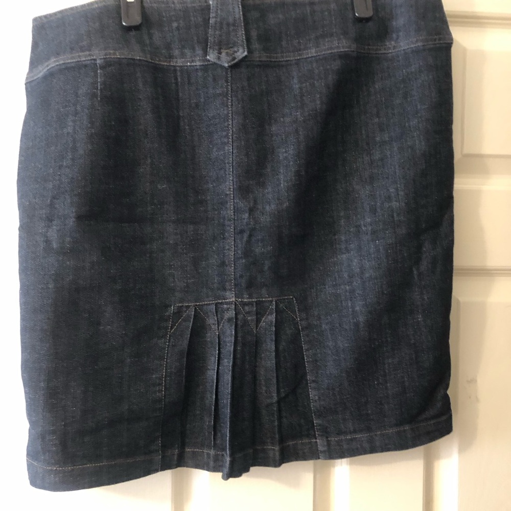 Dark Blue Denim Pleated Hem Women’s Skirt